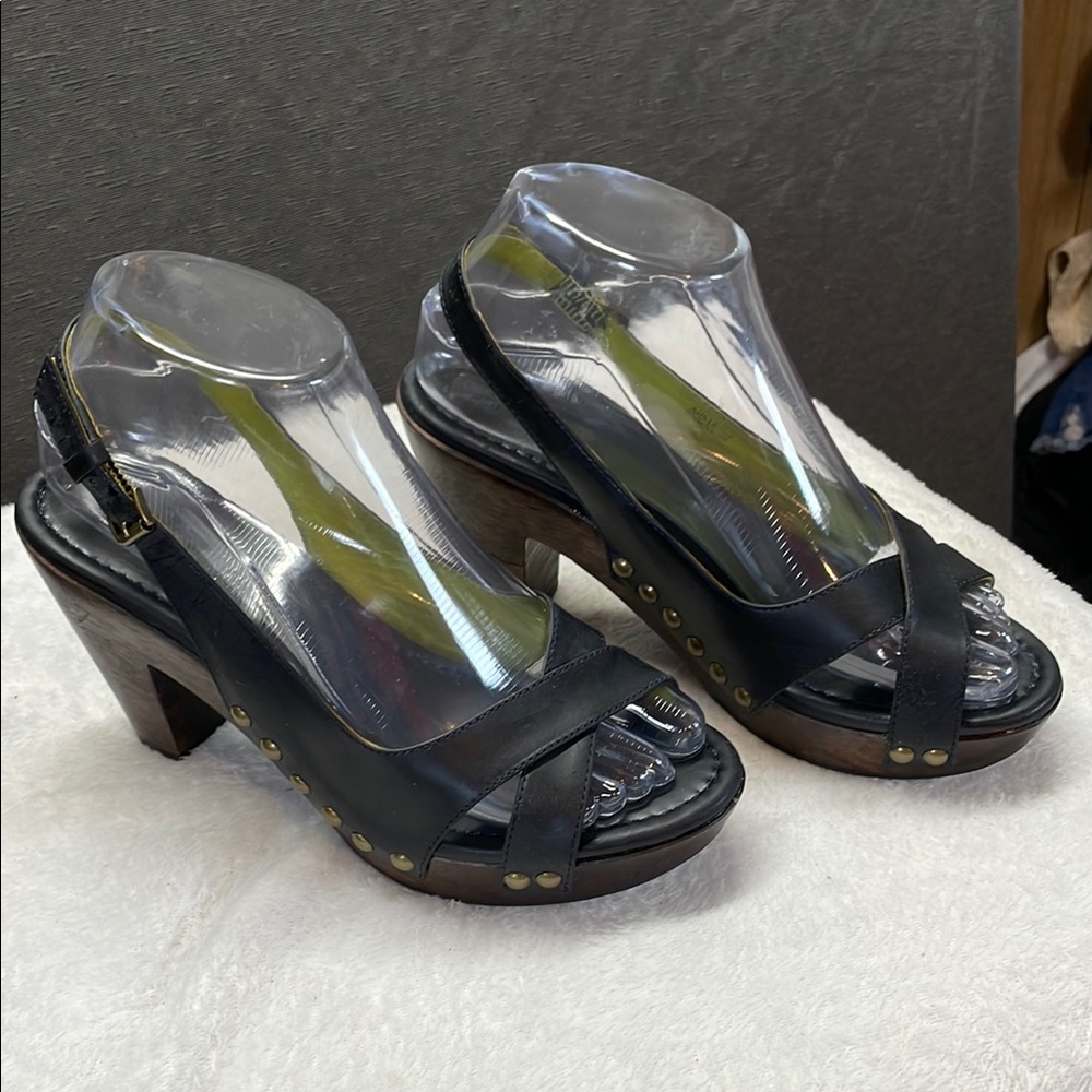 Boden Black and Brown Mules with Modern Silhouette